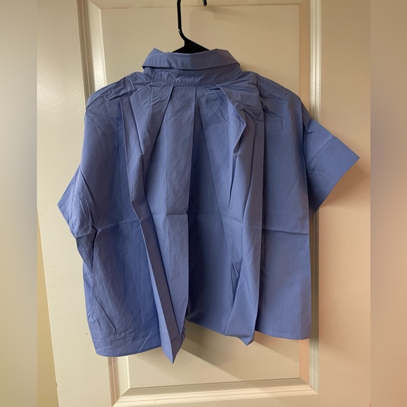 Easel Los Angeles Short Sleeve Button Down Poplin Shirt, blue, sizes s,m,l - Picture 2 of 6